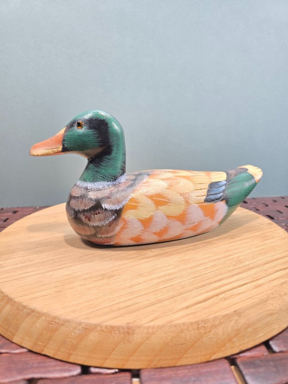 Vintage Teleflora Hand Painted Wooden Mallard Duck